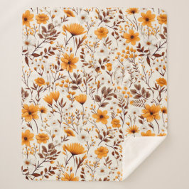 Manta Sherpa Flores Y Hojas De La Caída Otoño De La Acuarela