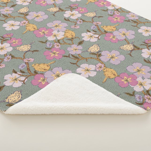 Manta Sherpa Flores y pájaros para el sendero sensacional - Ver (3/4)