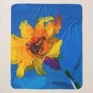 Manta Sherpa Flowers texture oil painting, Art Painted wildflow