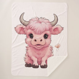 Manta Sherpa Fluffy Pink Highlands Scottish Cow