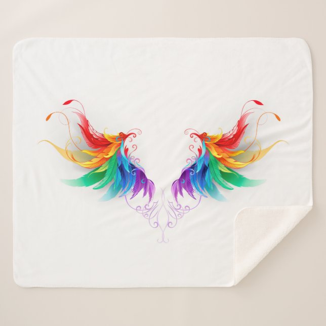Manta Sherpa Fluffy Rainbow Wings (Anverso (horizontal))