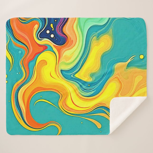 Manta Sherpa Fluidez de la Alegría: Ondas Abstractas (Anverso (horizontal))