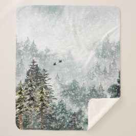 Manta Sherpa Foggy Mountain Snowy Winter Woodland Forest Ravens