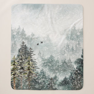 Manta Sherpa Foggy Mountain Snowy Winter Woodland Forest Ravens
