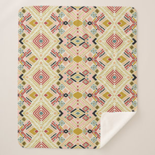 Manta Sherpa Folclore geométrico Ikat, patrón damasco oriental.