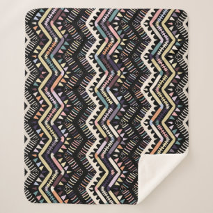 Manta Sherpa Folclore geométrico Ikat, patrón tribal azteca.