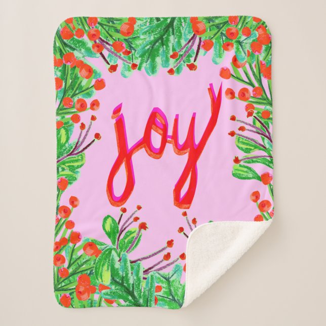 Manta Sherpa Foliage de navidades - Alegría (Anverso)