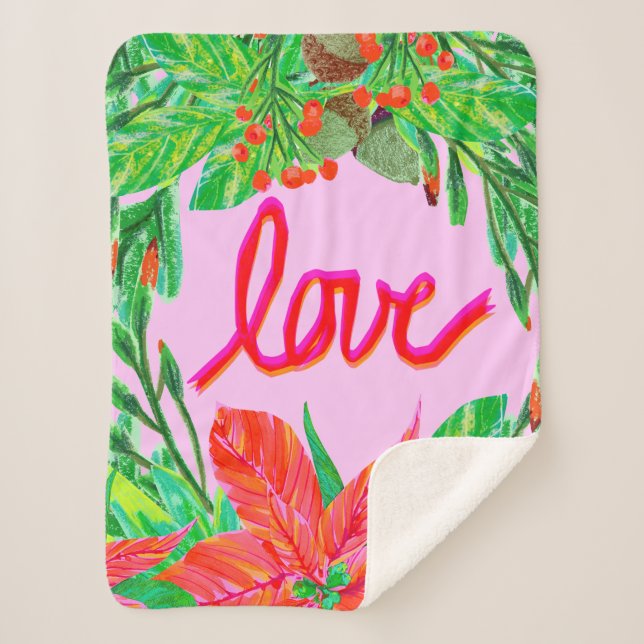 Manta Sherpa Foliage navidades - Amor (Anverso)