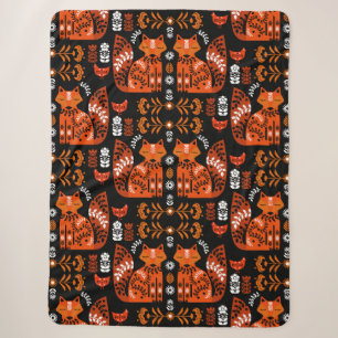 Manta Sherpa Folk Art Fox Y Hen