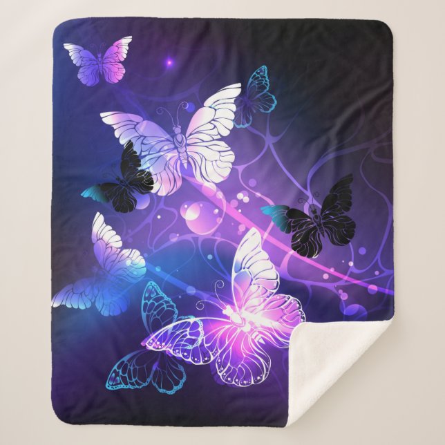 Manta Sherpa Fondo con mariposas nocturnas (Anverso)