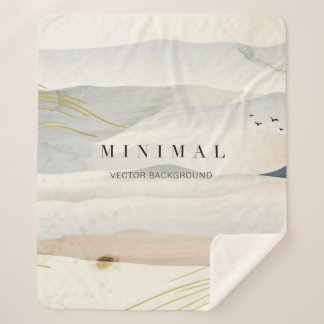 Manta Sherpa fondo de arte de la montaña y de la línea dorada. 