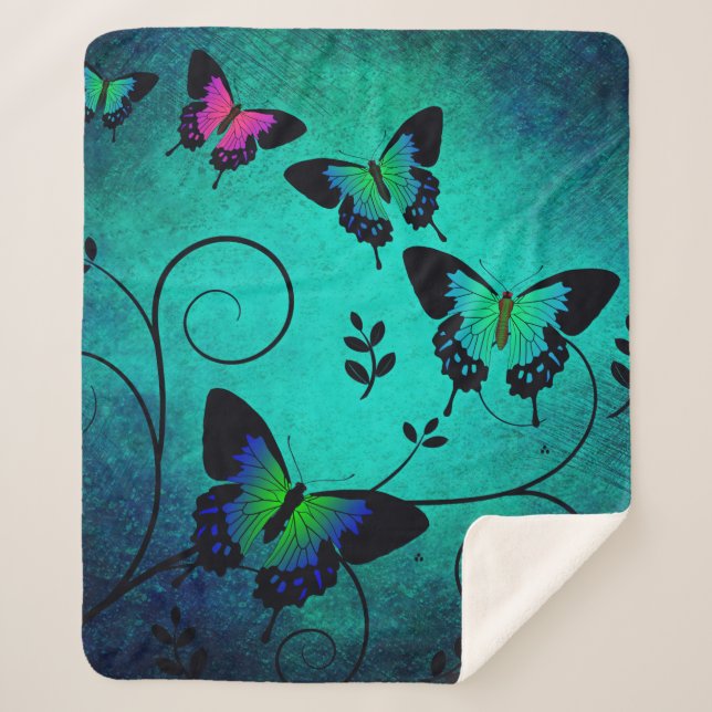 Manta Sherpa Fondo de mariposas de textura (Anverso)