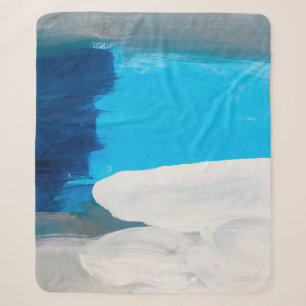 Manta Sherpa Fondo de pintura de arte abstracto azul, gris y bl