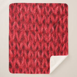 Manta Sherpa Fondo de textura de lana de punto rojo.