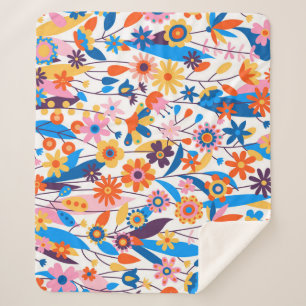 Manta Sherpa Fondo floral exótico multicolor-32939
