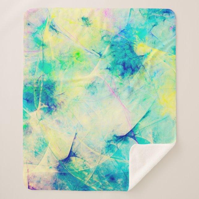 Manta Sherpa fondo fractal abstracto azul 3d representación3d,  (Anverso)