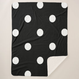 Manta Sherpa Fondo negro en negrita con puntos blancos