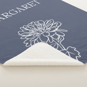 Manta Sherpa Fondo personalizado de líneas minimalistas de flor