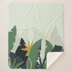 Manta Sherpa Fondo tropical con plantas de selva. Licencia de p