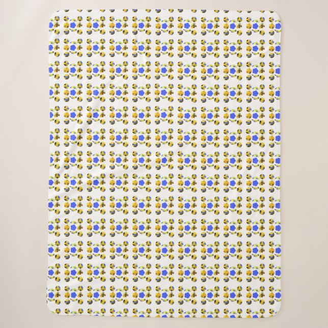 Manta Sherpa Formas de Ilustracion azul amarillo (Anverso)