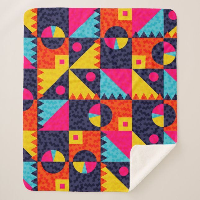 Manta Sherpa Formas geométricas abstractas. Ilustración retro c (Anverso)