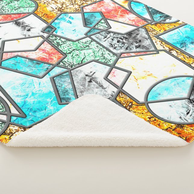 Manta Sherpa Formas geométricas con texturas blancas extrañas (3/4)