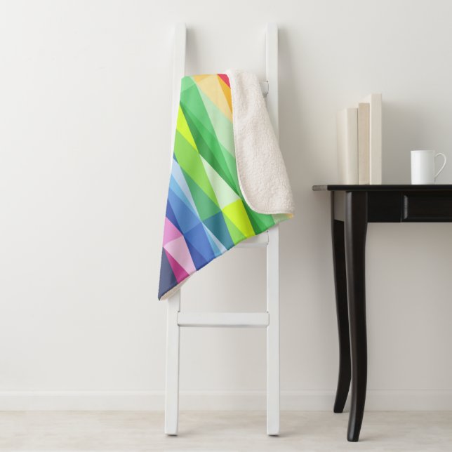 Manta Sherpa Formas geométricas modernas Patrón arco iris (In situ)