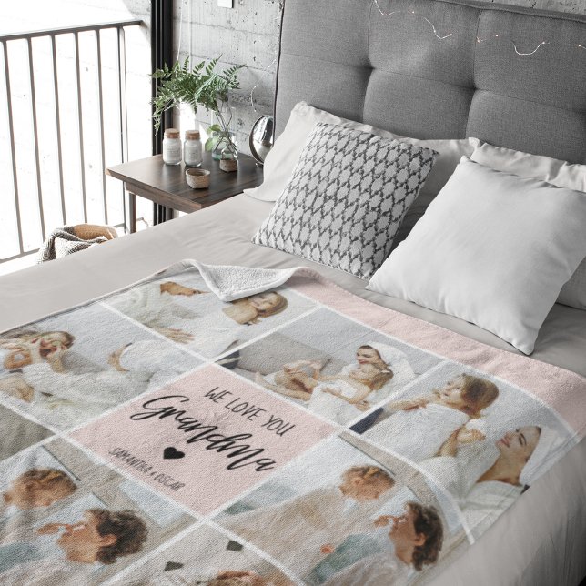 Manta Sherpa Foto Collage Pink Te Amo La Abuela Mejor Regalo (Subido por el creador)