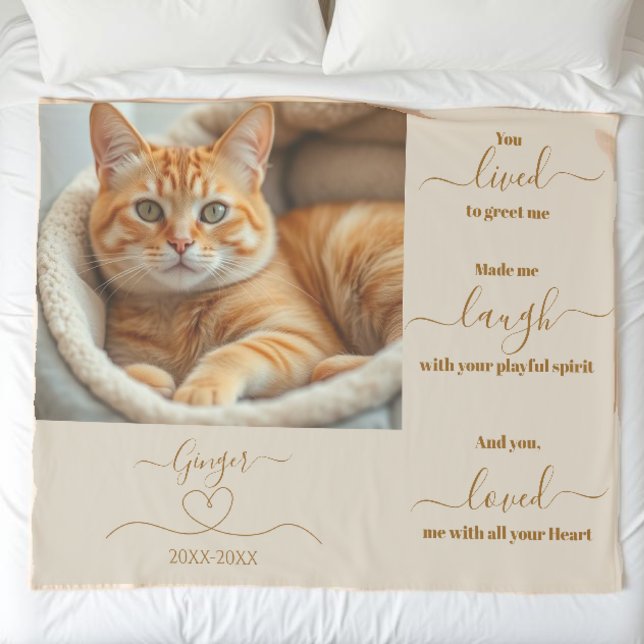 Manta Sherpa Foto conmemorativa de mascota (Pet Memorial Photo Sherpa Blanket-cat-me)