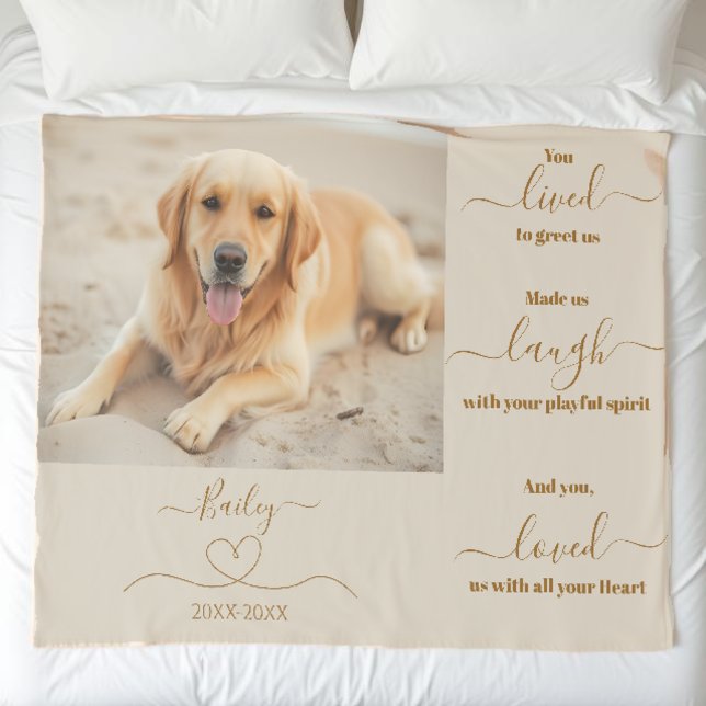 Manta Sherpa Foto conmemorativa de mascota (Pet Memorial Sherpa Blanket- Dog Memorial)