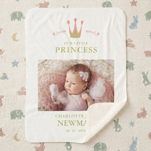 Manta Sherpa Foto Corona Unisex Recién Nacido Nuestra Pequeña P