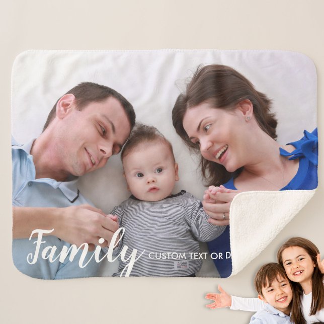 Manta Sherpa Foto de familia personalizado con escritura modern (Subido por el creador)