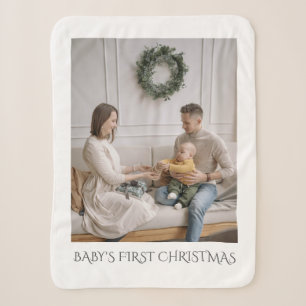 Manta Sherpa Foto de la familia Baby First Christmas