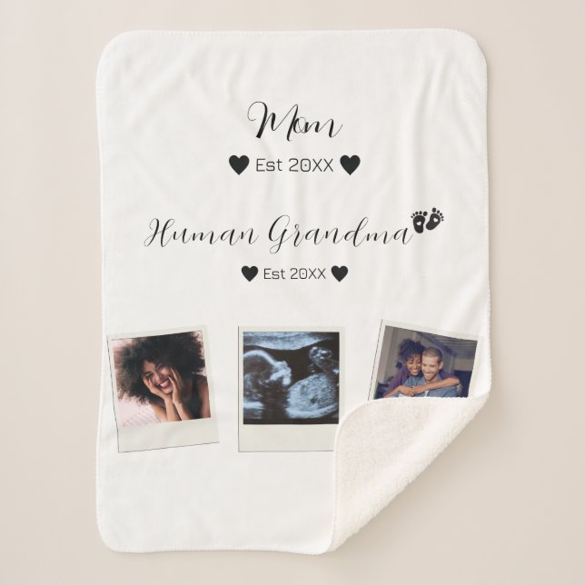 Manta Sherpa Foto de la familia de Personalizados Cute (Anverso)