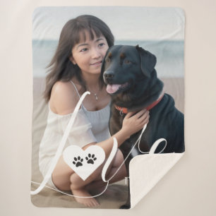 Manta Sherpa Foto del propietario del perro de amor