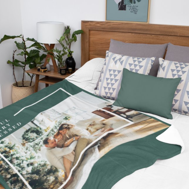 Manta Sherpa Foto familiar moderna | Joyful Merry Blessed | Ver (Subido por el creador)