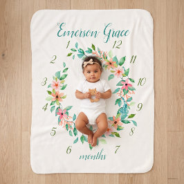 Manta Sherpa Foto mensual de bebé niña Paradise Floral