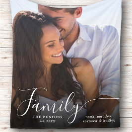 Manta Sherpa Foto moderna Guión Pareja Familia Nombres de Amor