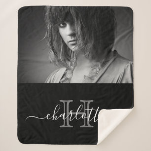 Manta Sherpa Foto monográfica de nombre blanco negro