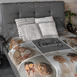 Manta Sherpa Fotografía de la familia Collage y regalo gris per