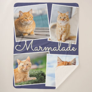 Manta Sherpa Fotos de tu gato y nombre de tu mascota personaliz