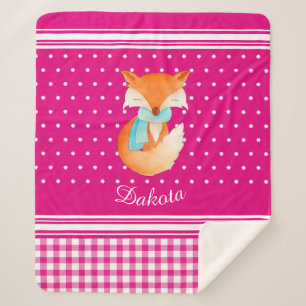 Manta Sherpa Fox cachorro con el nombre de arte de la bufanda b