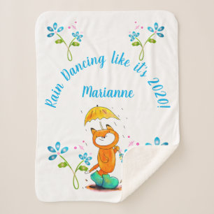 Manta Sherpa Fox de primavera inspiradora con paraguas