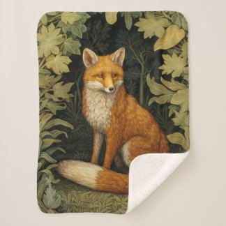 Manta Sherpa Fox en el bosque, estilo Art Nouveau