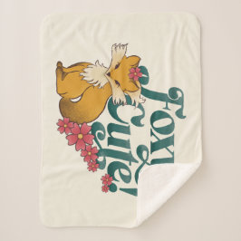 Manta Sherpa Foxy Cute con flores