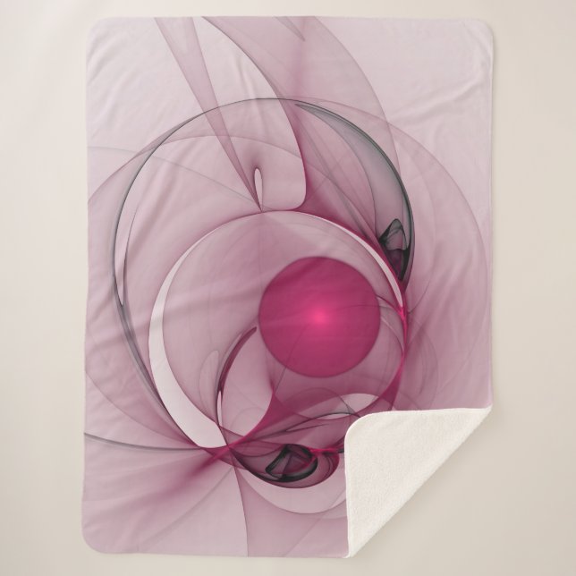 Manta Sherpa Fractal cambiante, arte rosa de la berry abstracta (Anverso)