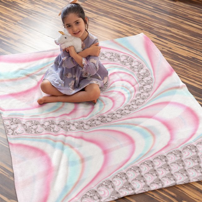 Manta Sherpa Fractal de espiral de caña azul pastel (Subido por el creador)