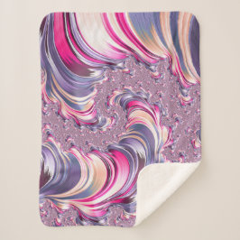 Manta Sherpa Fractal en espiral rosa púrpura abstracto
