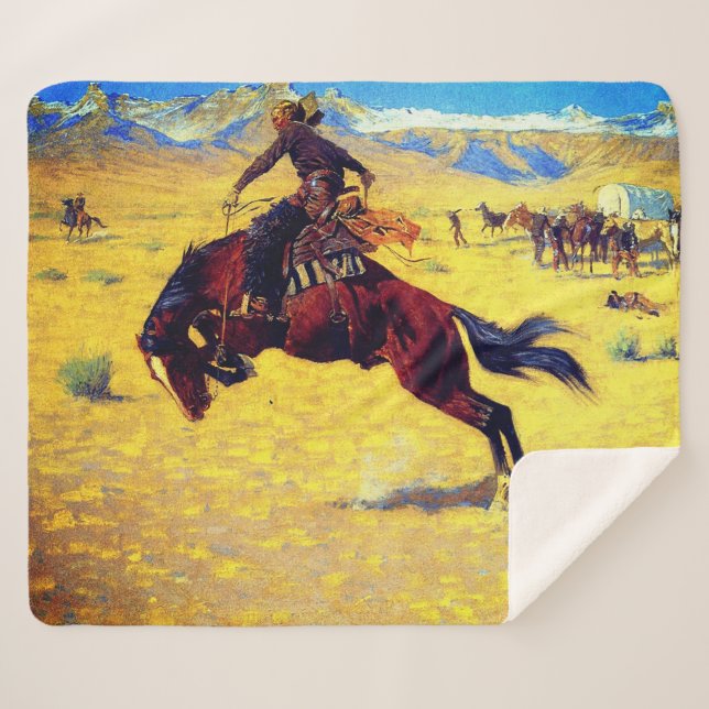 Manta Sherpa Frederic Remington Un Día Frío En El Rango (Anverso (horizontal))