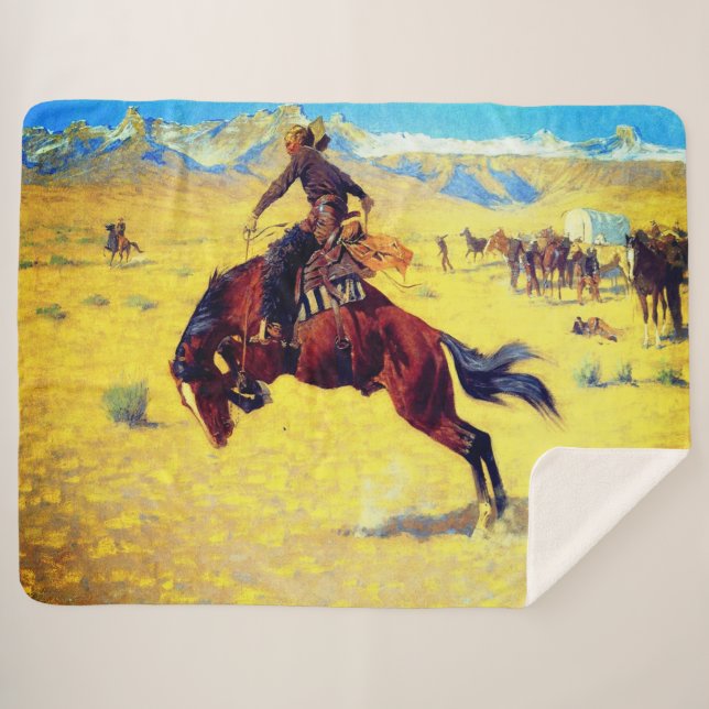 Manta Sherpa Frederic Remington Un Día Frío En La Gama (Anverso (horizontal))